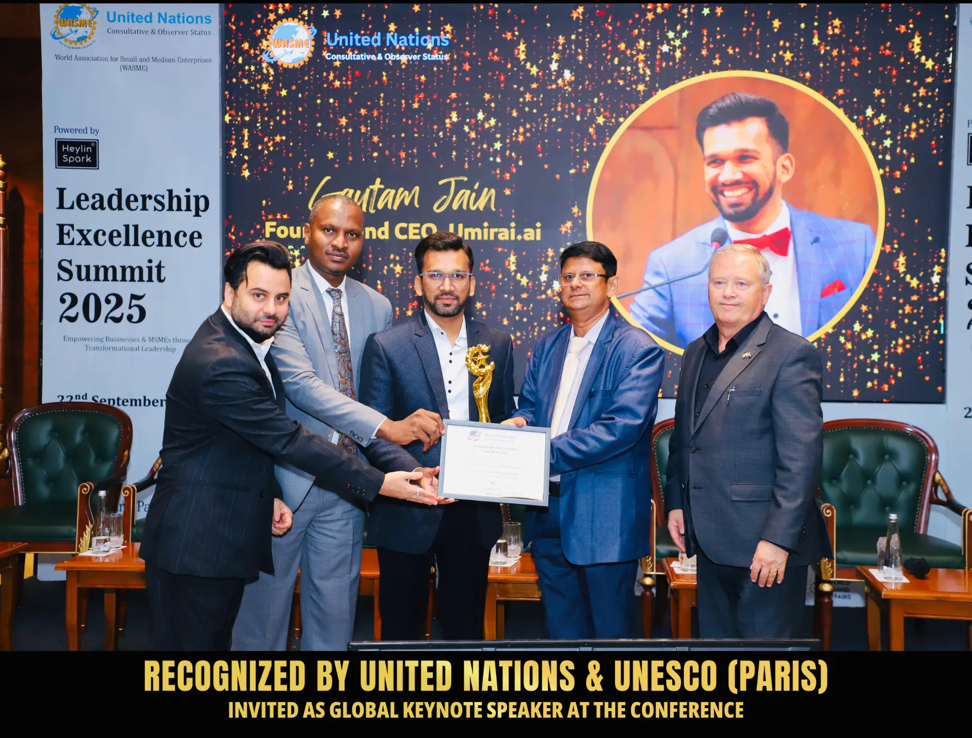 Gautam Jain recognized by United Nations & UNESCO Paris